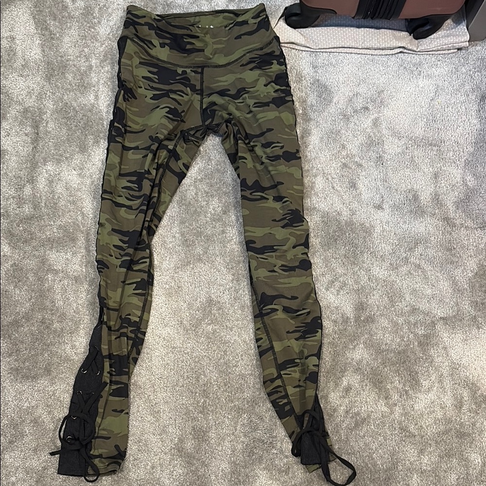 Cloud Chaser Camouflage Leggings with Lace-Up Detail